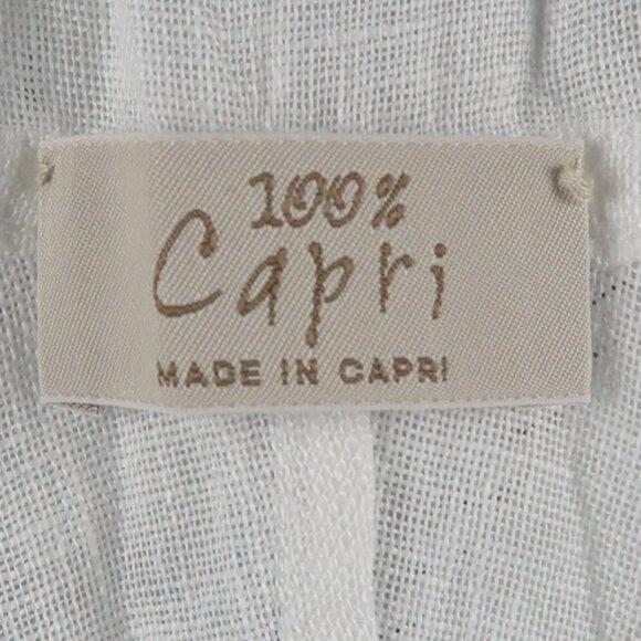 100% CAPRI WHITE LINEN SLEEVELESS V NECK HANDKERCHIEF BEACH COVER UP SIZE MEDIUM - Picture 2 of 9
